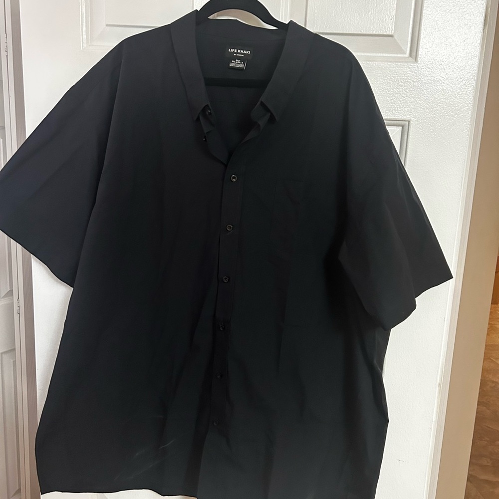 Haggar Black Casual Button Down Shirt Relaxed Fit